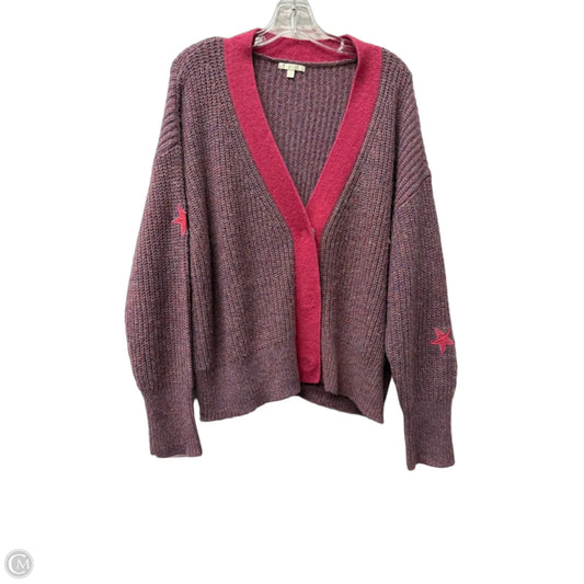 Sweater Cardigan By Cme In Purple, Size: L