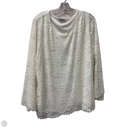 Top Long Sleeve By Chicos In White, Size: 1x