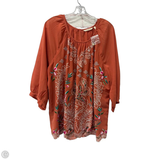 Top 3/4 Sleeve By Soft Surroundings In Orange, Size: 2x