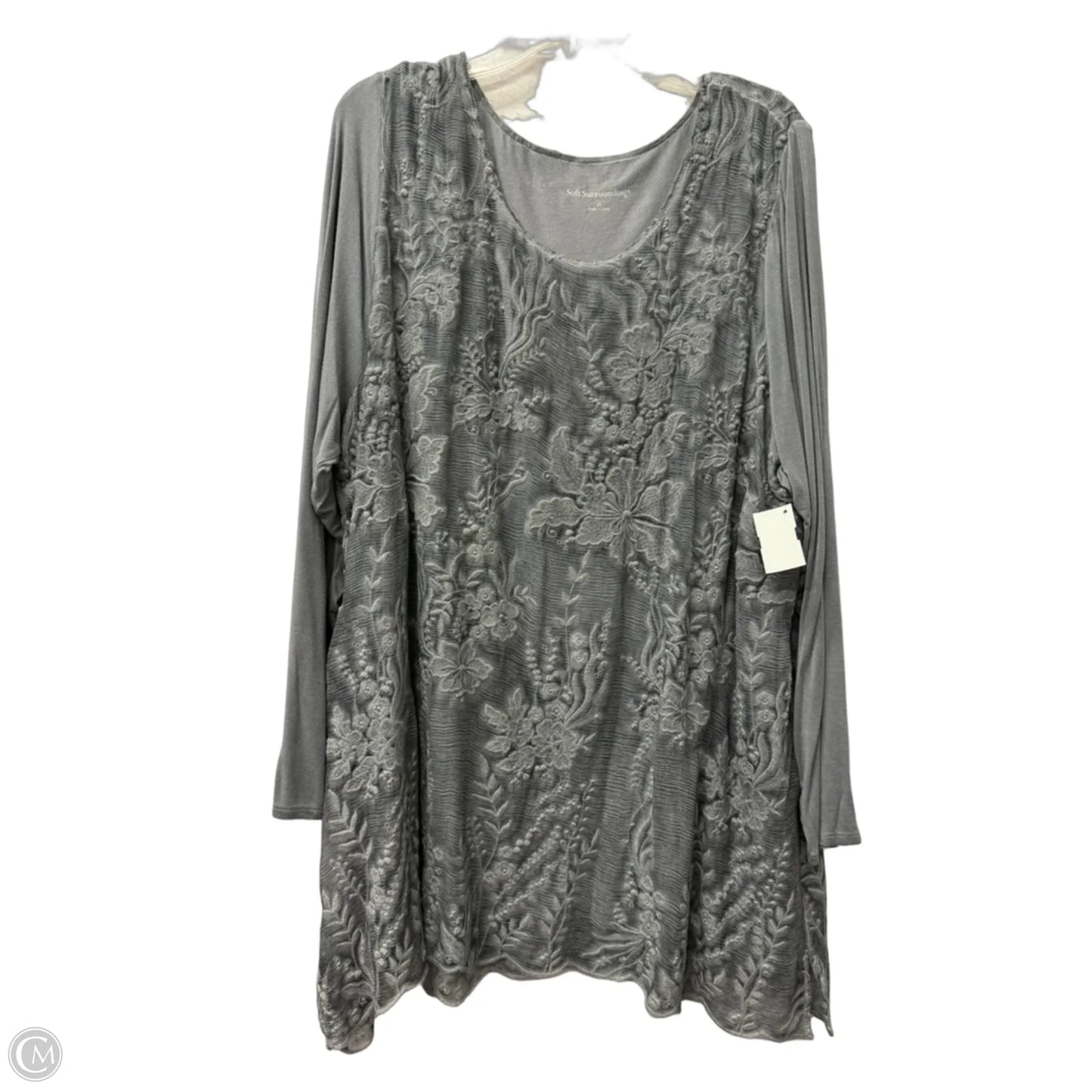 Top Long Sleeve By Soft Surroundings In Grey, Size: 2x
