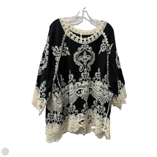 Top 3/4 Sleeve By Leo And Nicole In Black, Size: 2x