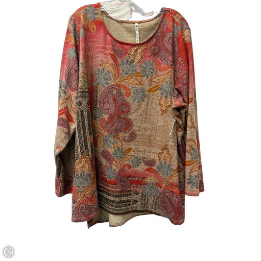 Top Long Sleeve By Leo And Nicole In Red, Size: 3x