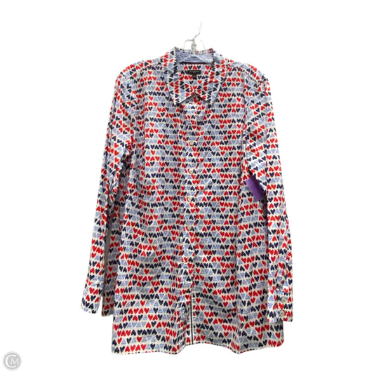Top Long Sleeve By Talbots In Blue Red & White, Size: 1x