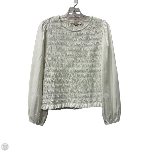 Top Long Sleeve By Loft In White, Size: L