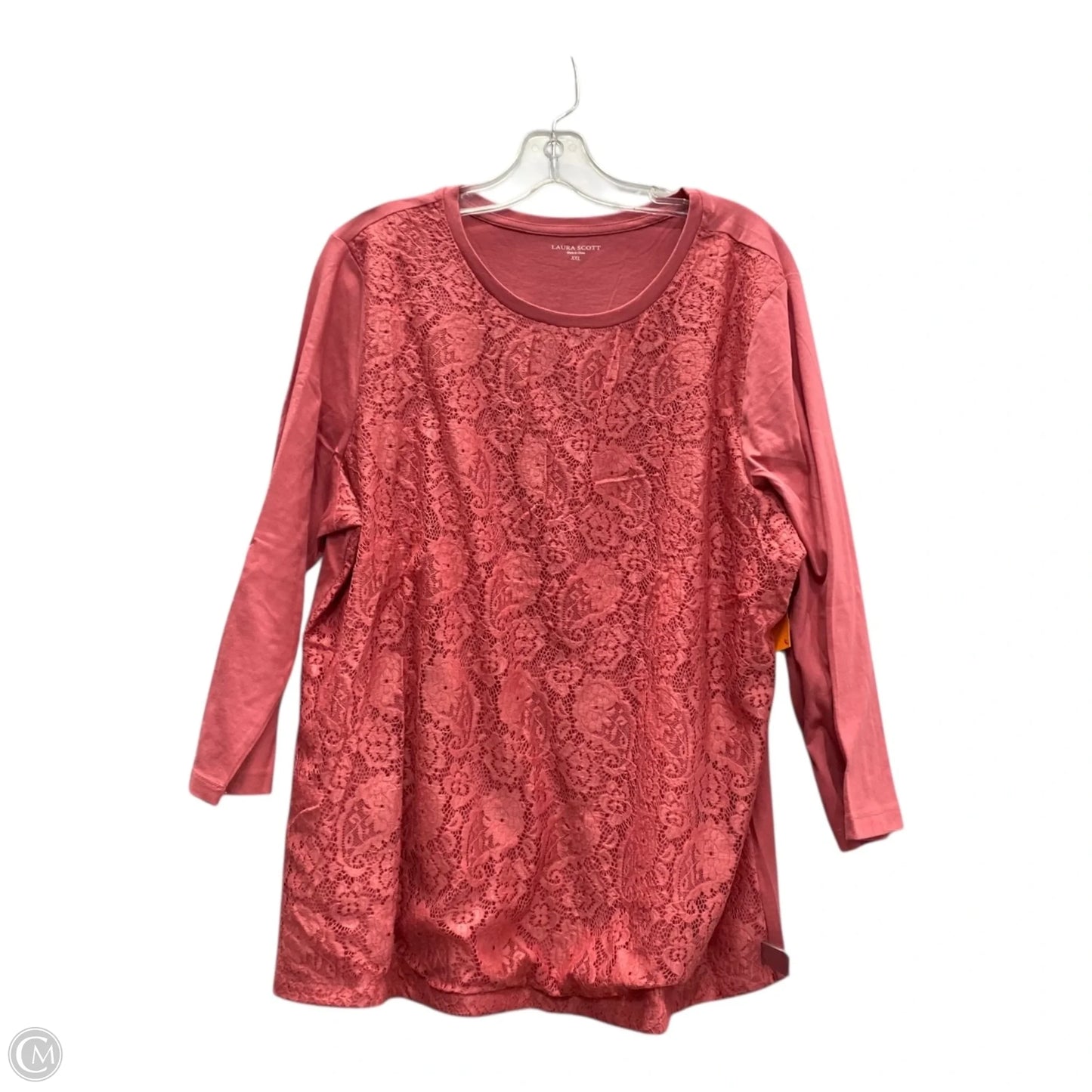 Top Long Sleeve By Laura Scott In Pink, Size: 1x