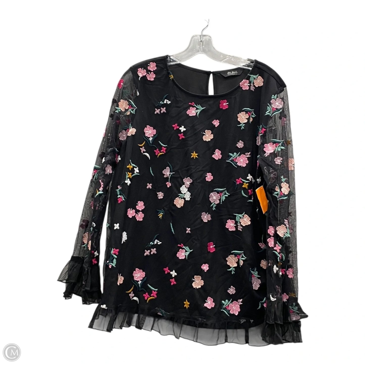 Top Long Sleeve By Cme In Black, Size: L