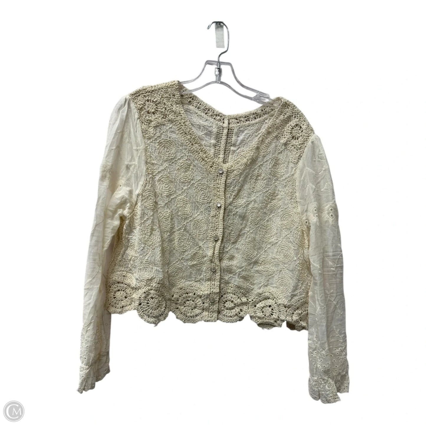Top Long Sleeve By Cme In Cream, Size: Xl