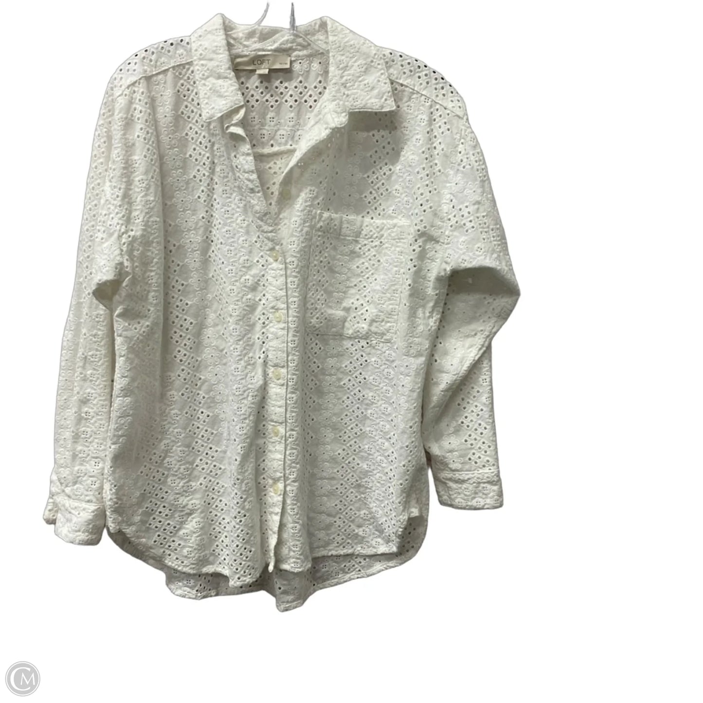 Top Long Sleeve By Loft In White, Size: Mp