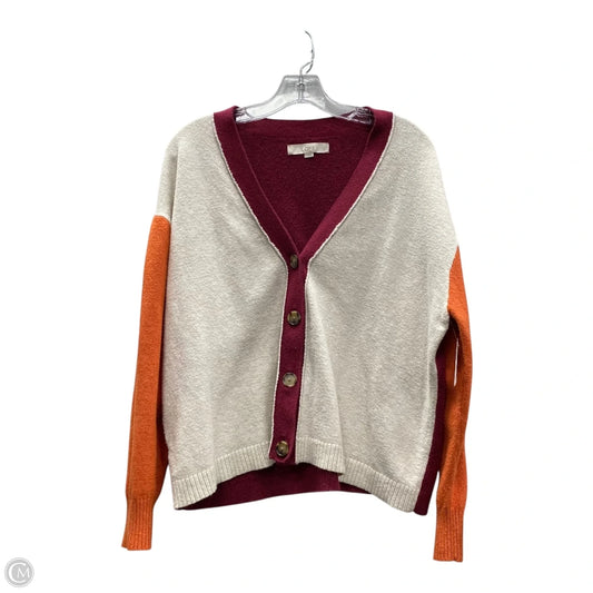 Sweater Cardigan By Loft In Maroon, Size: S