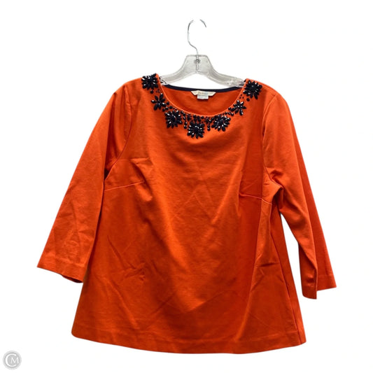 Top 3/4 Sleeve By Boden In Orange, Size: L