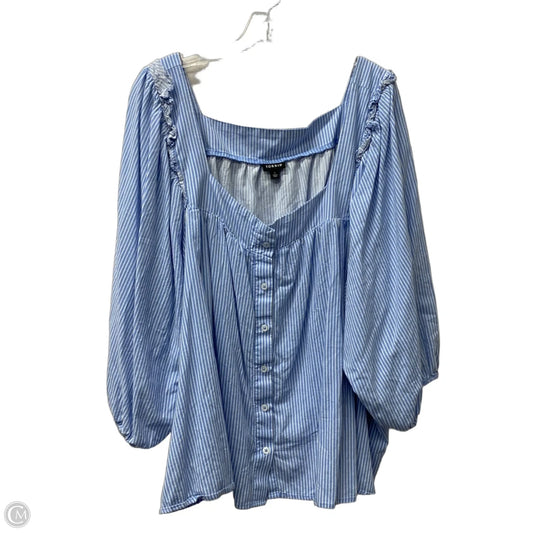 Top 3/4 Sleeve By Torrid In Blue & White, Size: 6