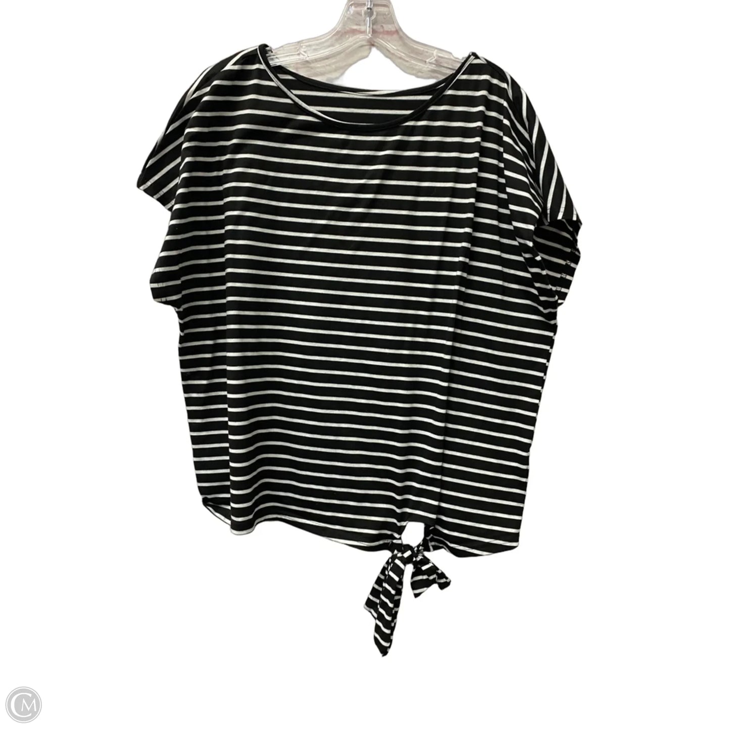 Top Short Sleeve By Emery Rose In Black & White, Size: 3x