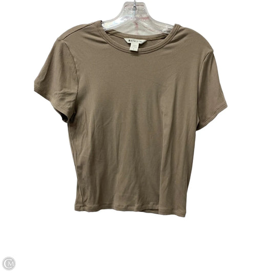 Athletic Top Short Sleeve By Athleta In Taupe, Size: L