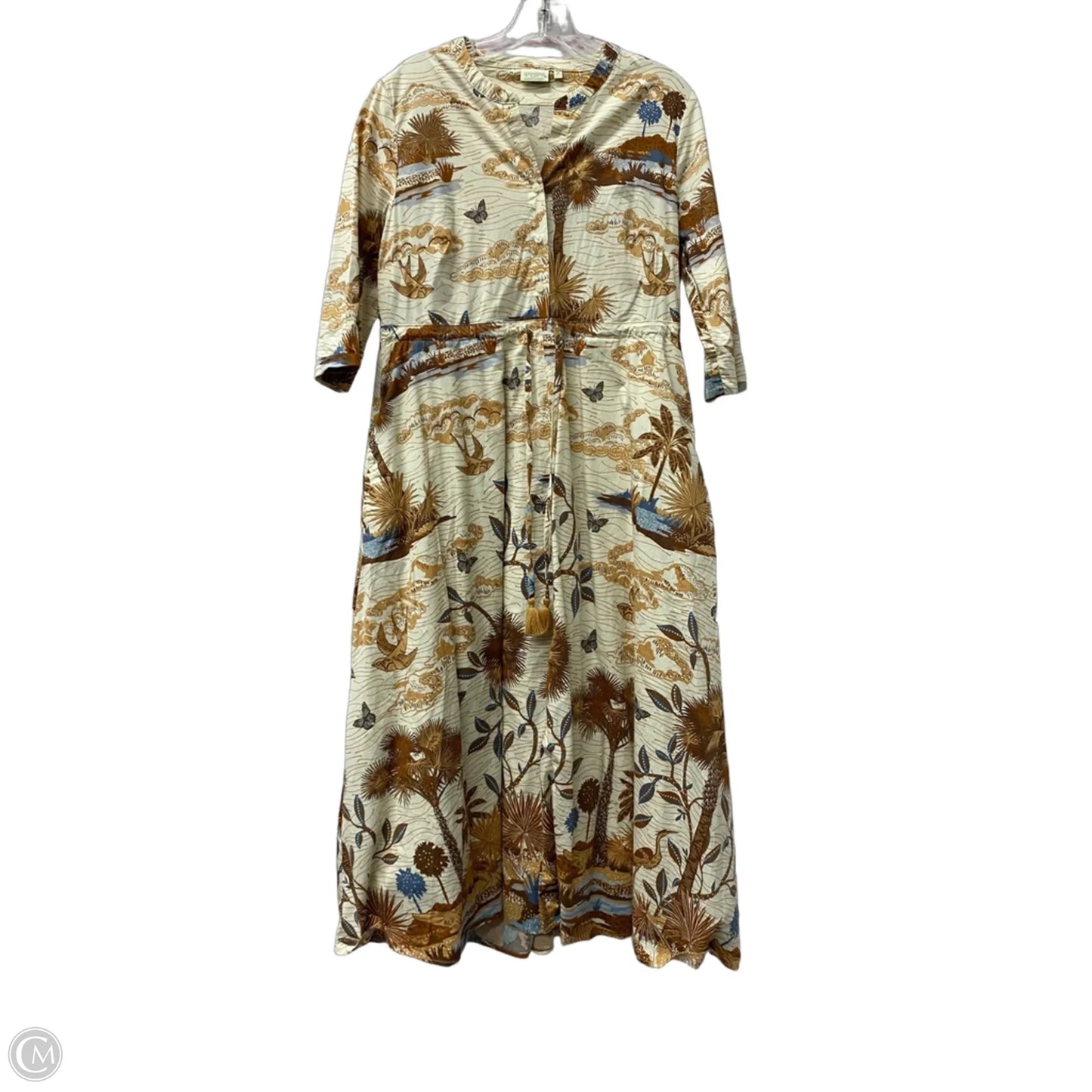 Dress Casual Midi By Spartina In Brown & Cream, Size: M