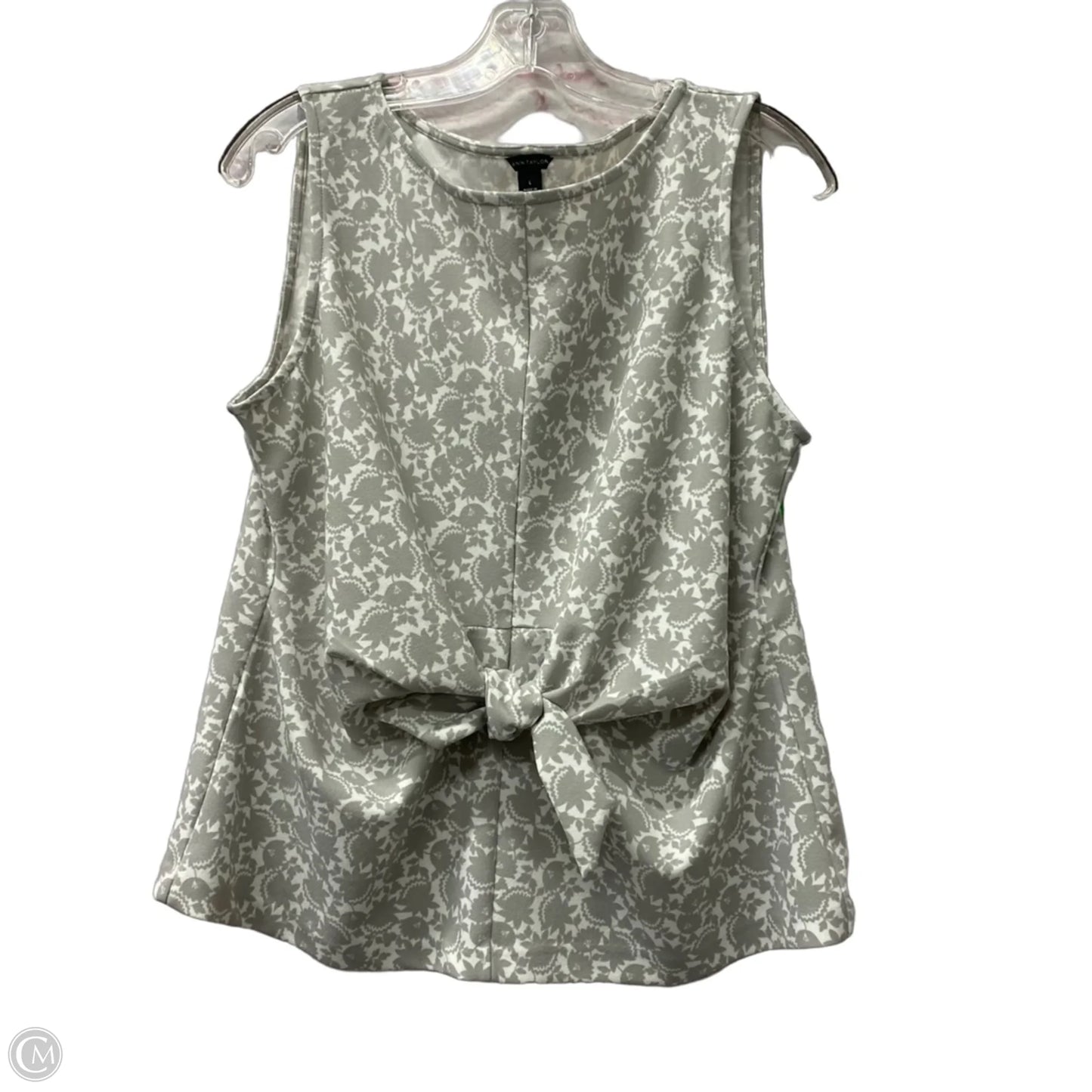 Top Sleeveless By Ann Taylor In Grey & White, Size: L