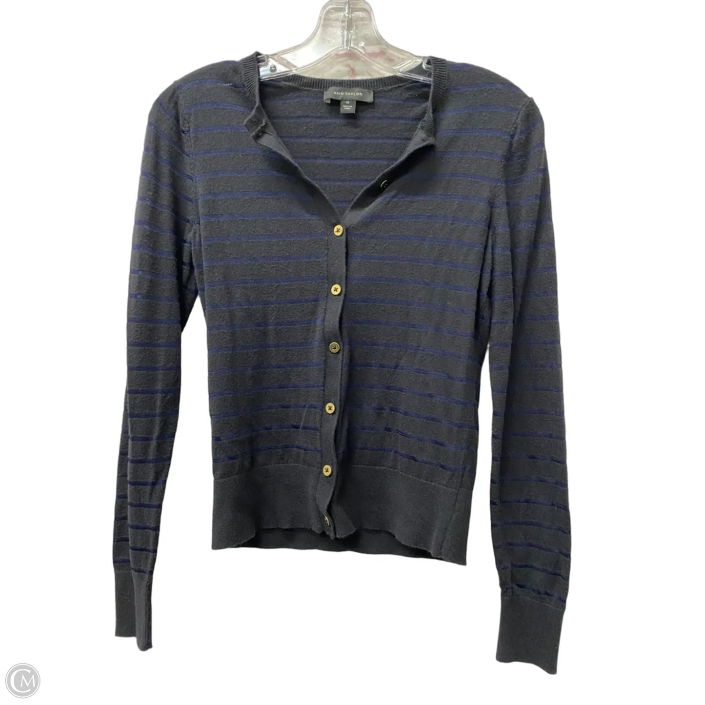 Cardigan By Ann Taylor In Black & Blue, Size: Xs