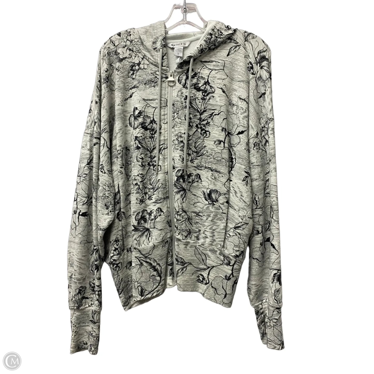 Athletic Sweatshirt Hoodie By Athleta In Black & Grey, Size: L