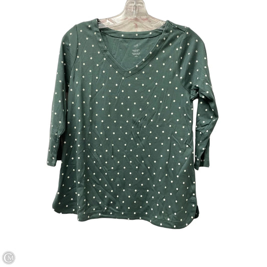 Top 3/4 Sleeve By J. Jill In Green & White, Size: Sp