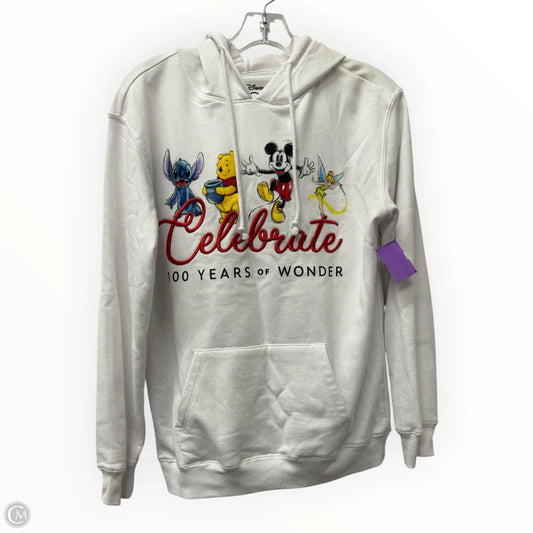 Athletic Sweatshirt Crewneck By Disney In White, Size: M