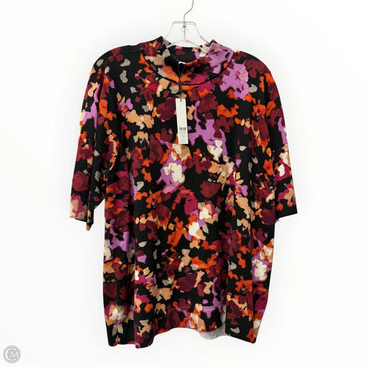 Sweater Short Sleeve By Chicos In Black & Purple, Size: 1x