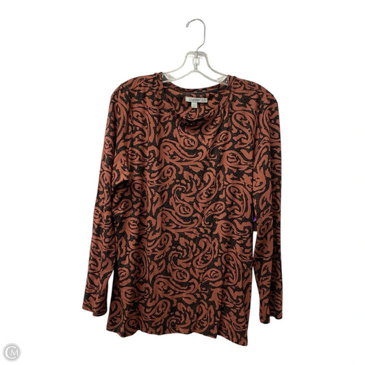 Top Long Sleeve By Chicos In Brown & Cream, Size: Xl