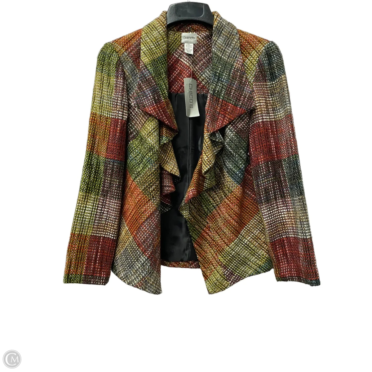 Blazer By Chicos In Plaid Pattern, Size: Xs