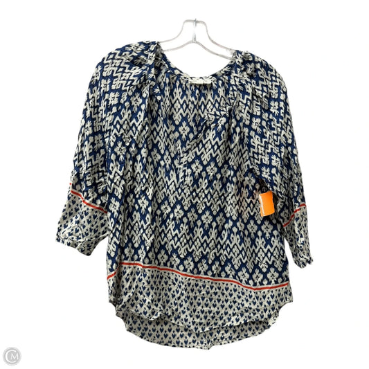 Top 3/4 Sleeve By Beachlunchlounge In Blue & Cream, Size: M