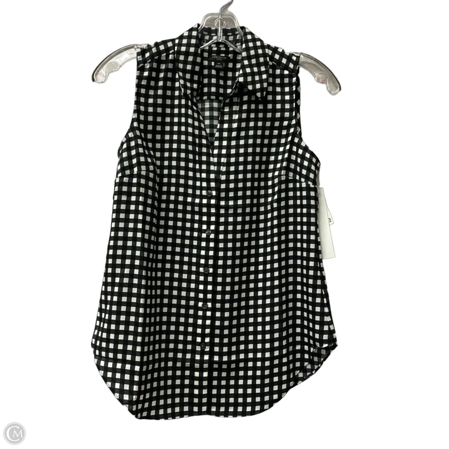 Top Sleeveless By Ann Taylor In Black & White, Size: Xsp