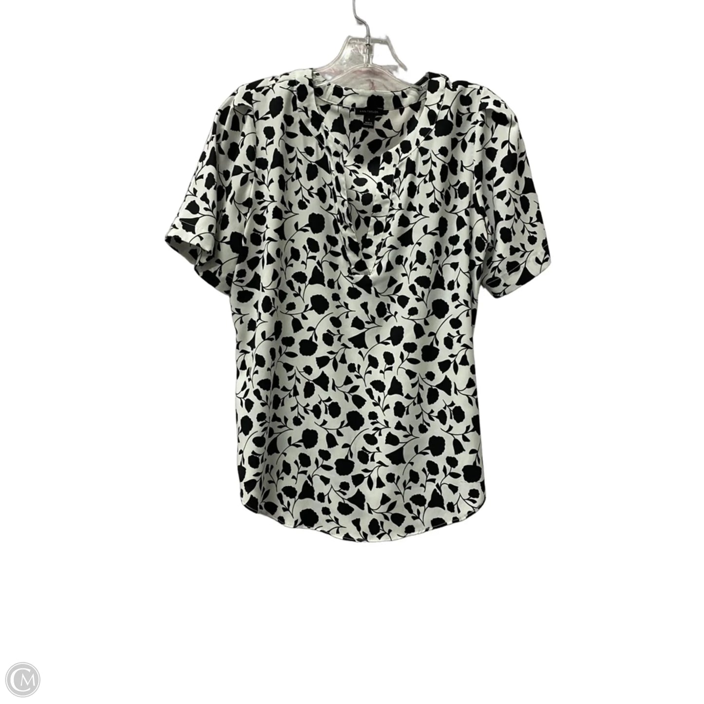 Top Short Sleeve By Ann Taylor In Black & White, Size: S