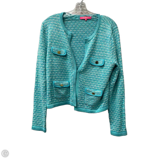 Sweater Cardigan Designer By Lilly Pulitzer In Blue, Size: L
