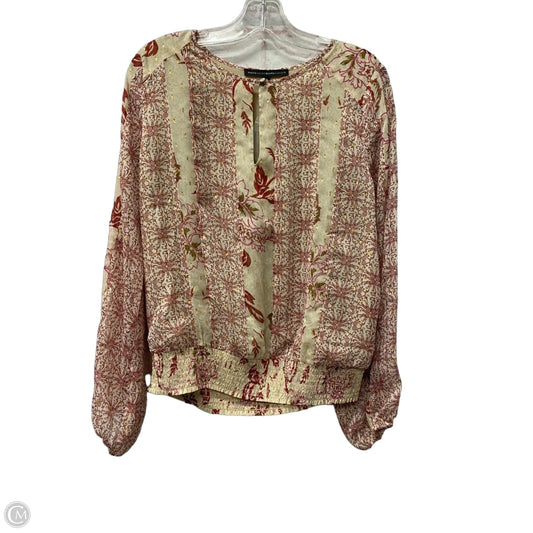 Top Long Sleeve By White House Black Market In Red & Tan, Size: M