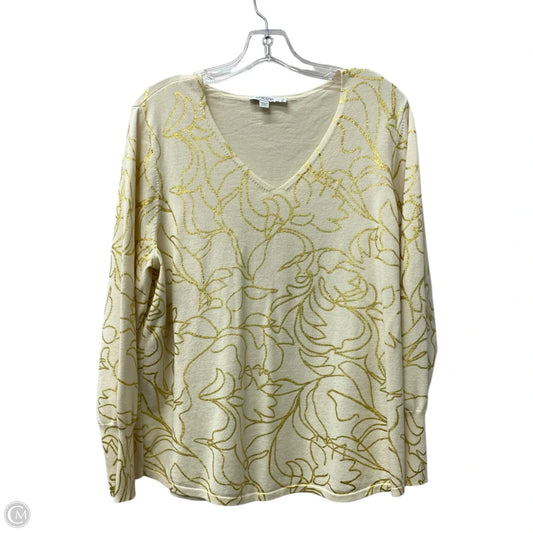 Sweater By Chicos In Cream & Green, Size: Xl