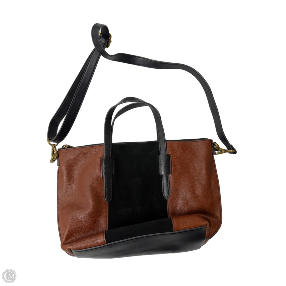 Handbag Leather By Fossil, Size: Medium