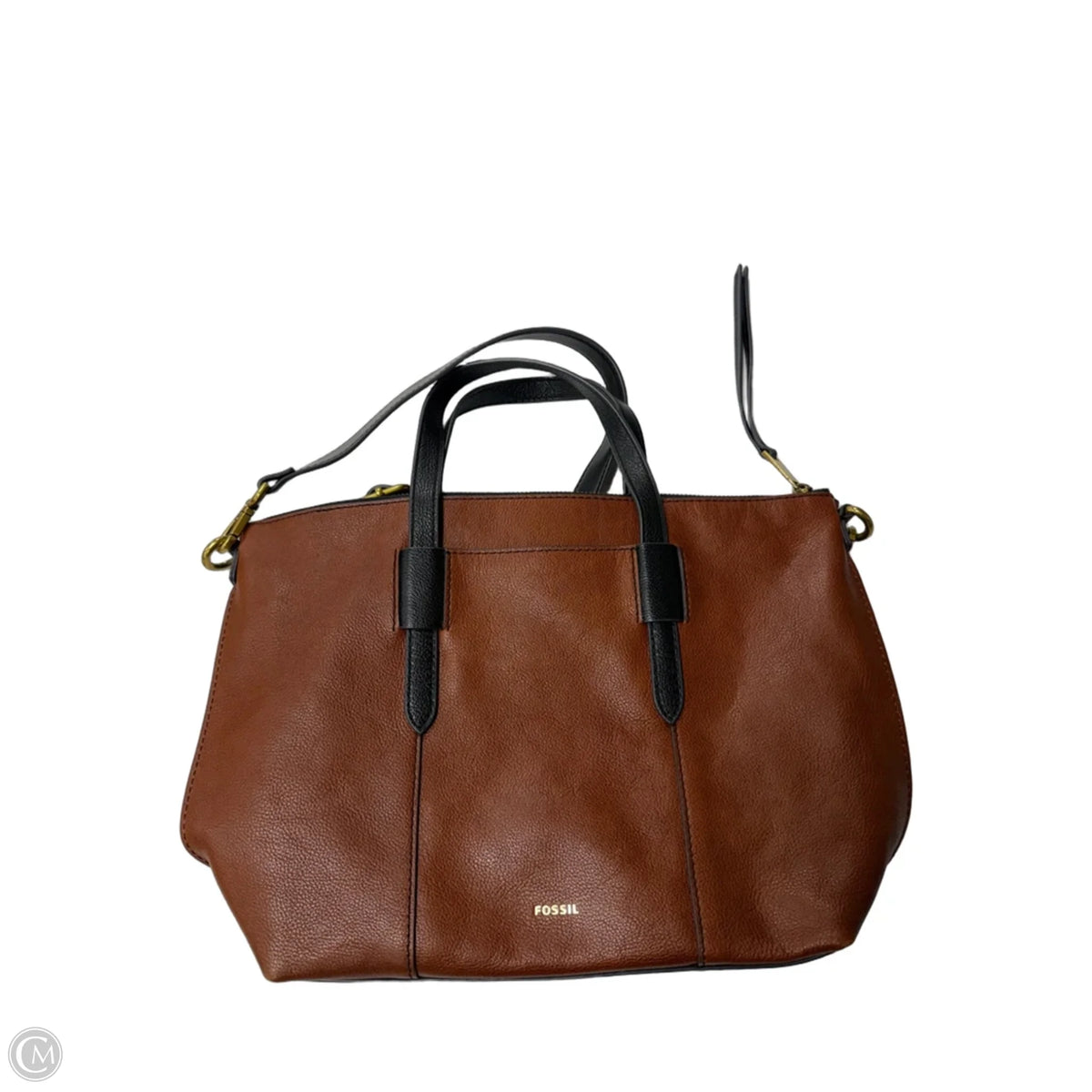 Handbag Leather By Fossil, Size: Medium