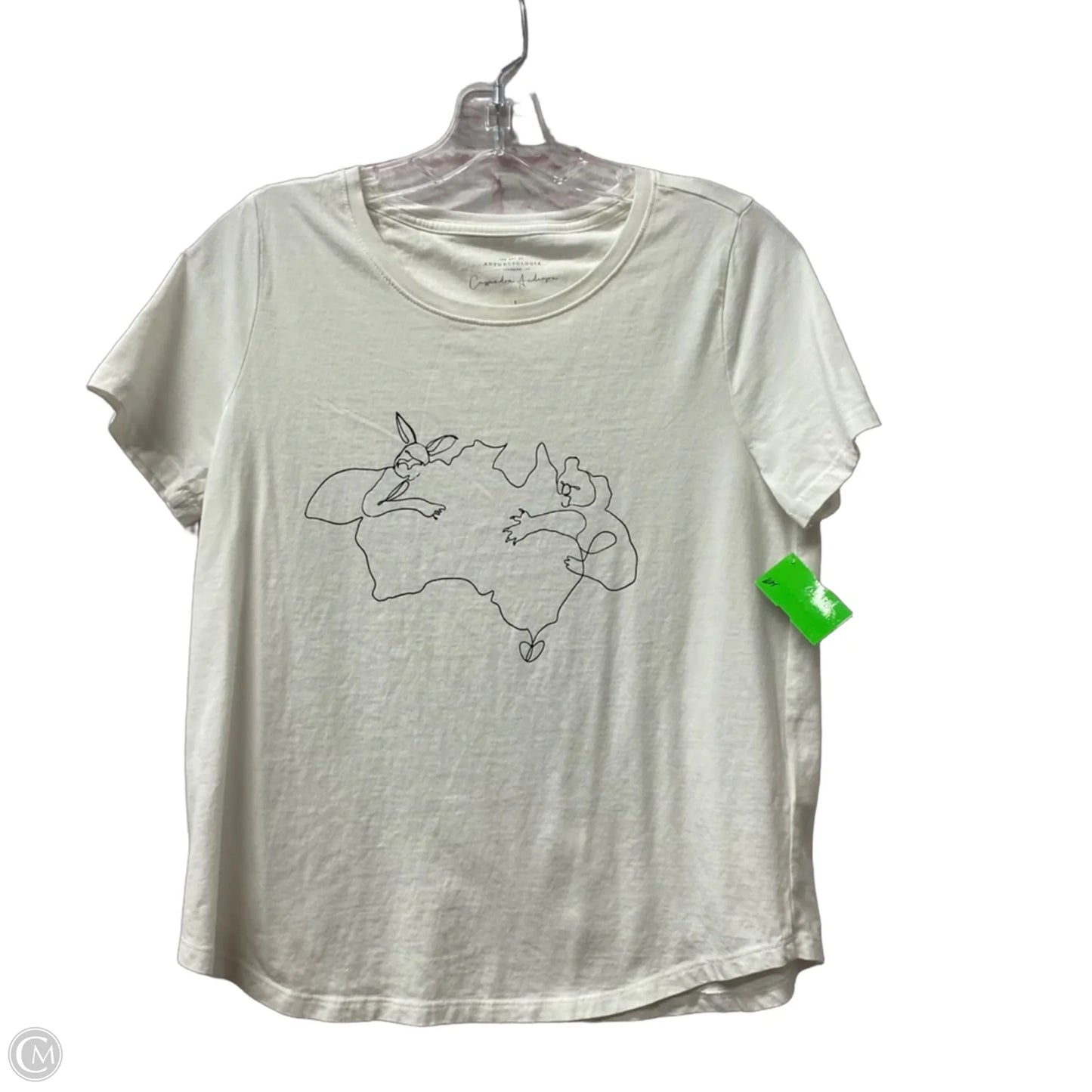 Top Short Sleeve By Anthropologie In White, Size: S