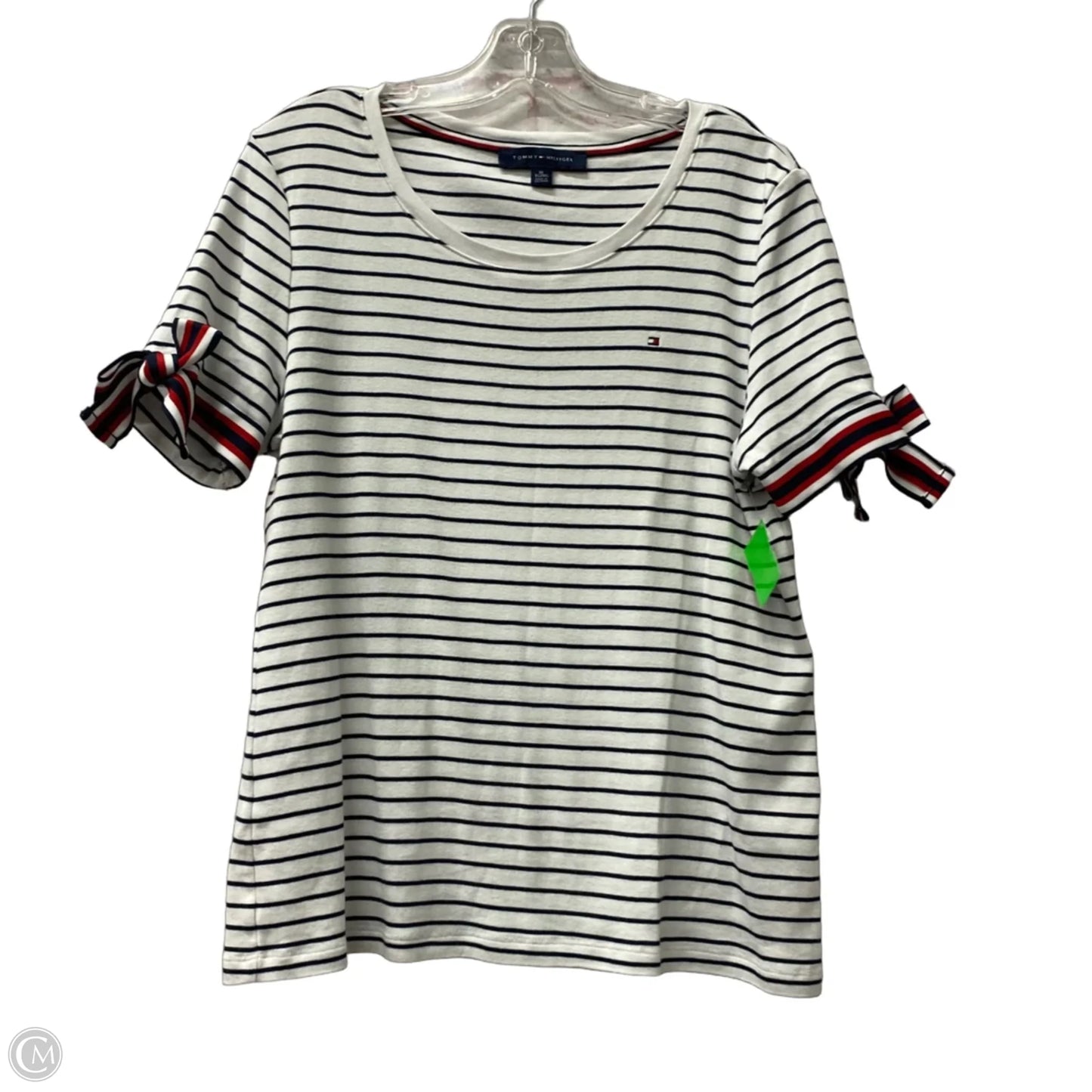 Top Short Sleeve By Tommy Hilfiger In Black & White, Size: Xl