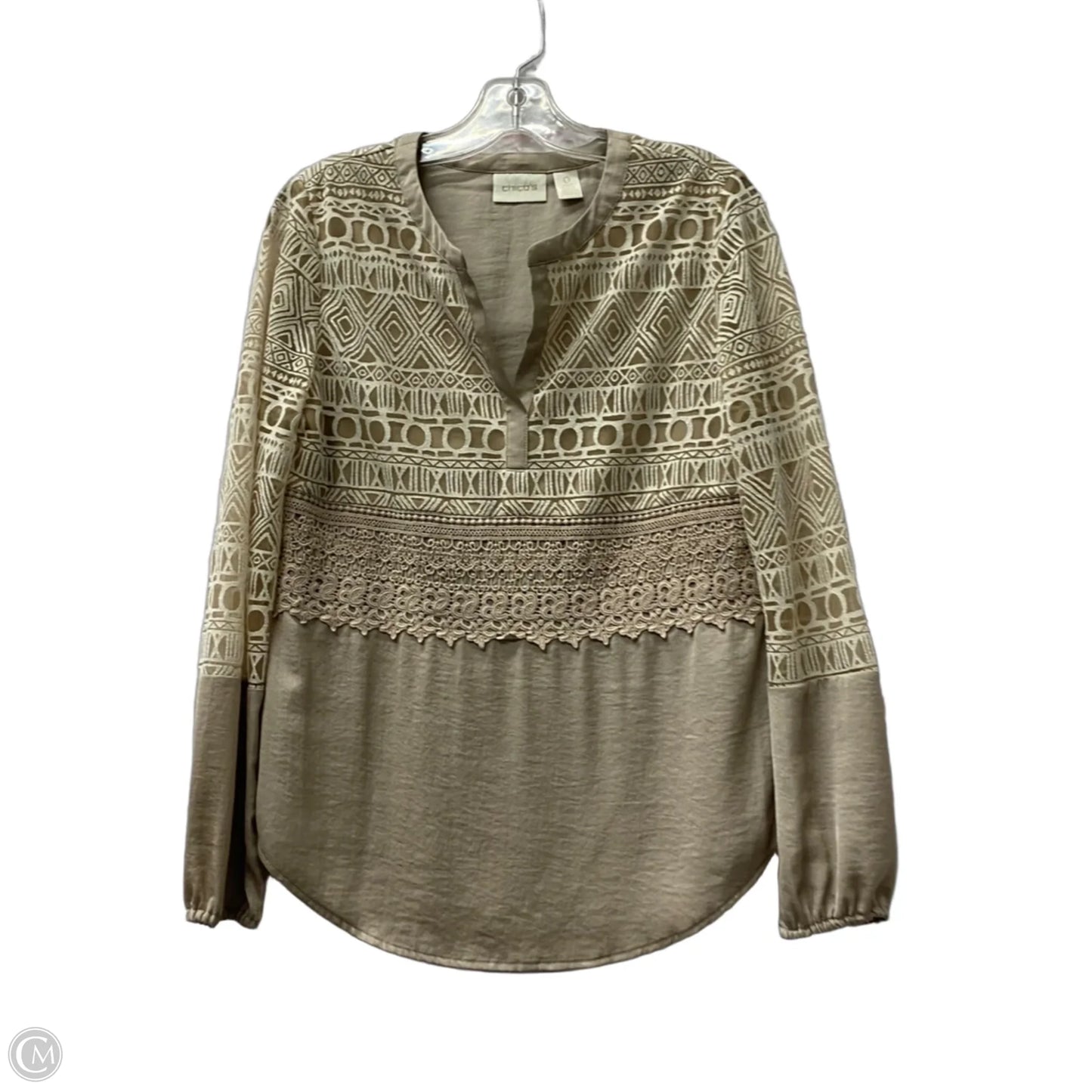 Top Long Sleeve By Chicos In Tan, Size: S