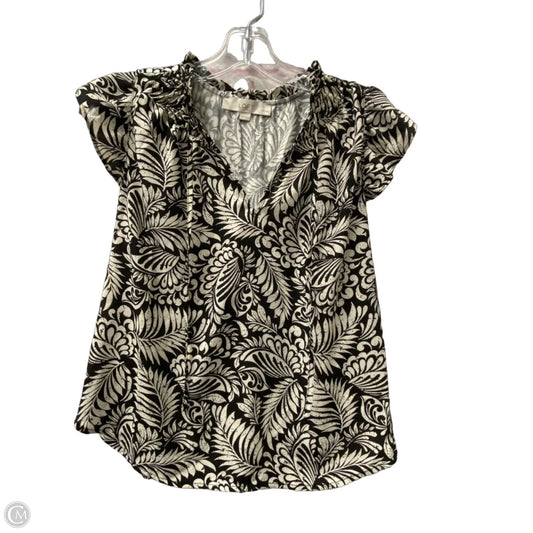 Top Short Sleeve By Loft In Black & Cream, Size: Xsp