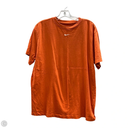 Athletic Top Short Sleeve By Nike In Orange, Size: M