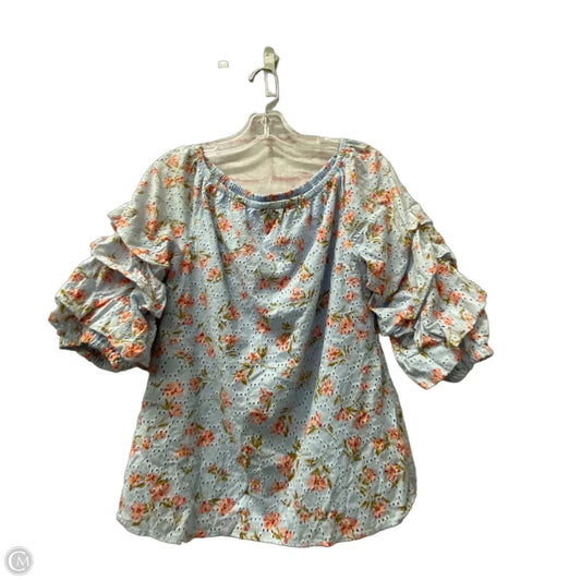Top Short Sleeve By Cece In Blue & Pink, Size: M