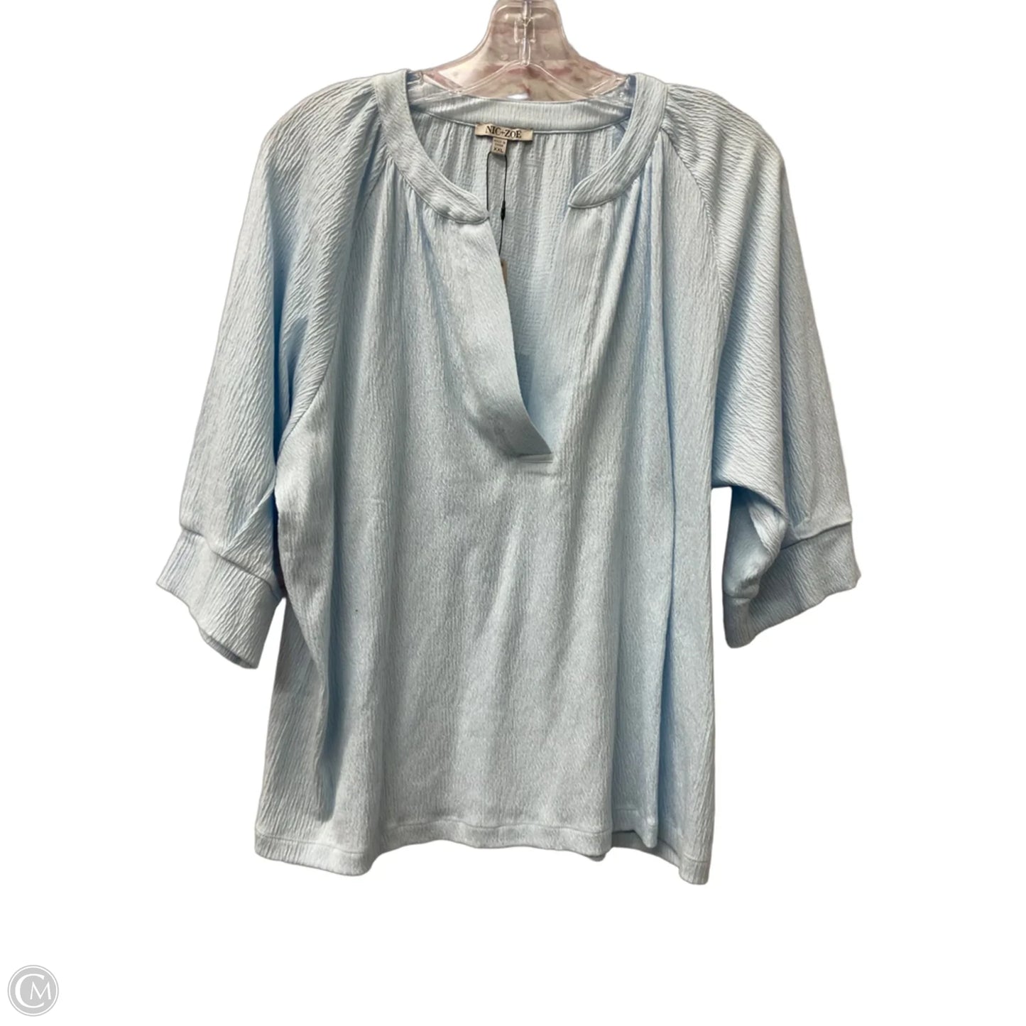 Top Short Sleeve By Nic + Zoe In Blue, Size: 1x