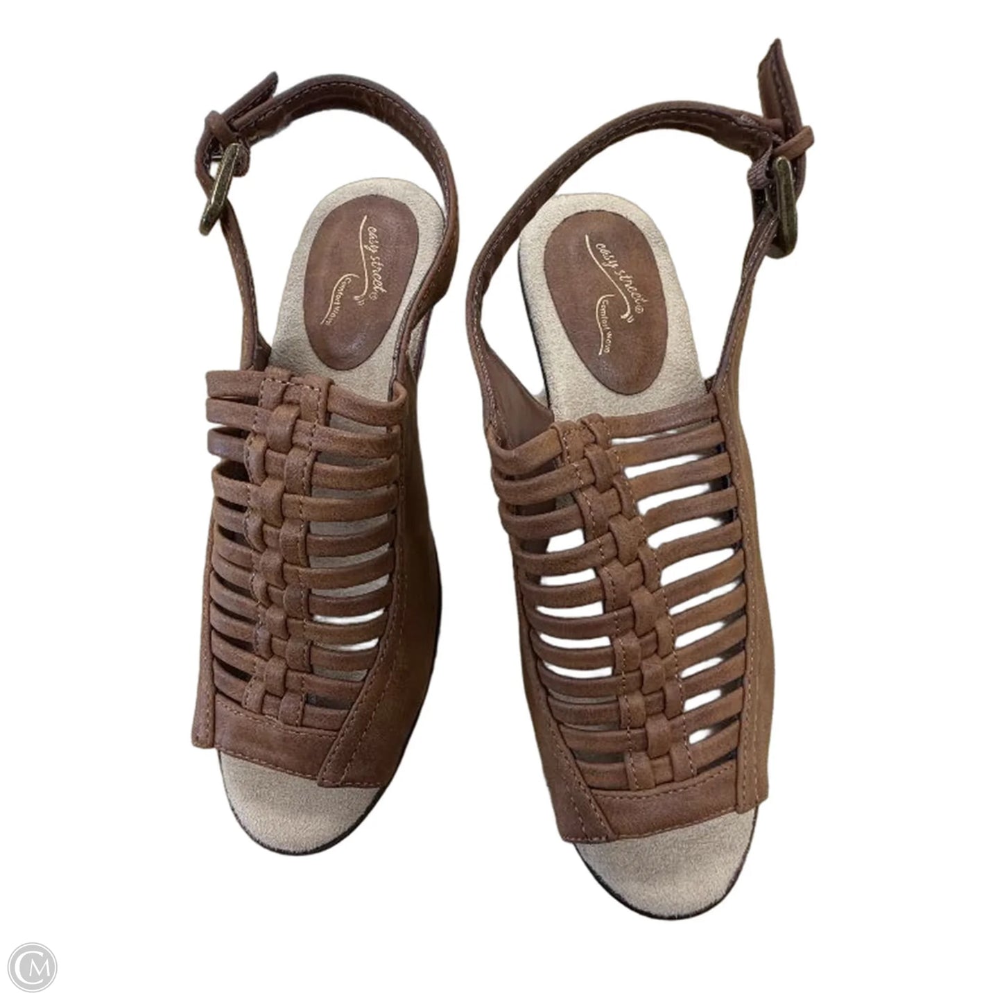 Sandals Heels Wedge By Easy Street In Tan, Size: 8.5