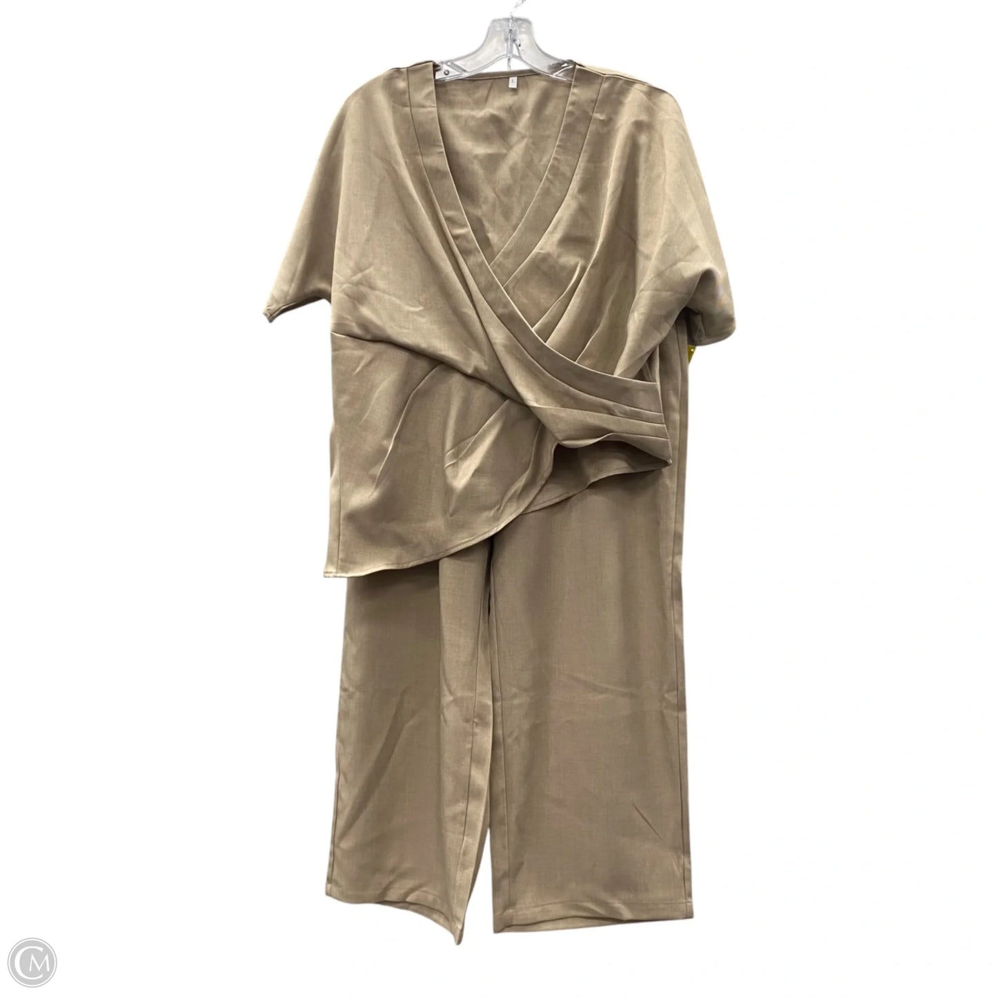 Top 2pc Short Sleeve  In Beige, Size: L