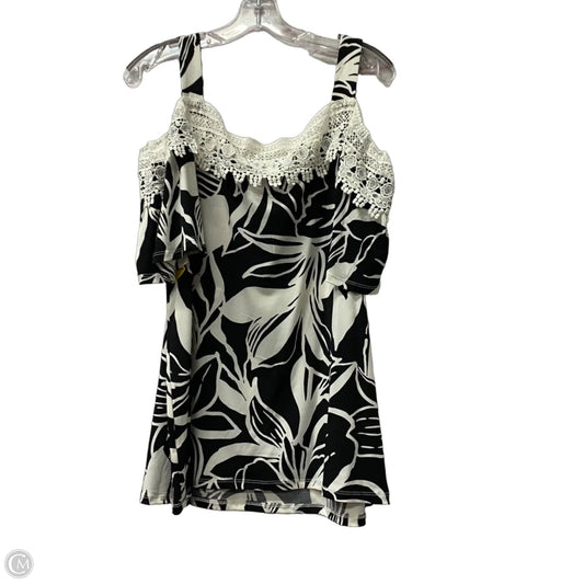 Top Short Sleeve By Nina Leonard In Black, Size: Xl