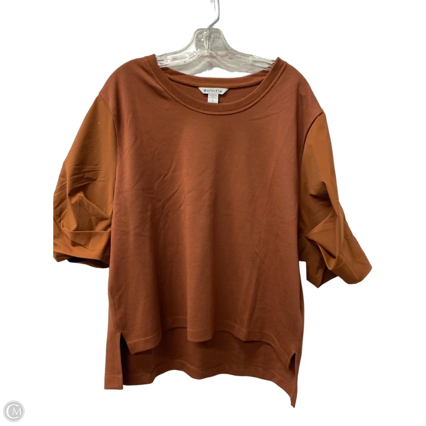 Top Short Sleeve By Athleta In Brown, Size: L