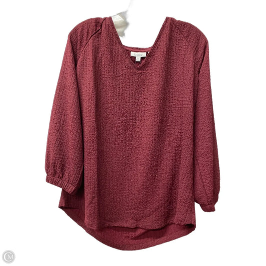 Top Long Sleeve By Chicos In Maroon, Size: Xl