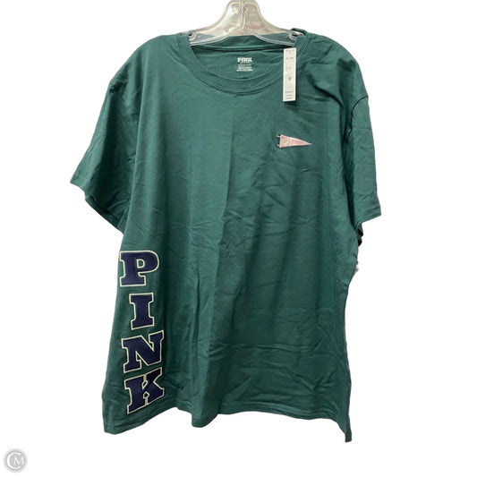 Athletic Top Short Sleeve By Pink In Green, Size: Xl