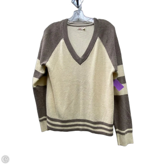 Sweater By Faherty In Brown & Cream, Size: L