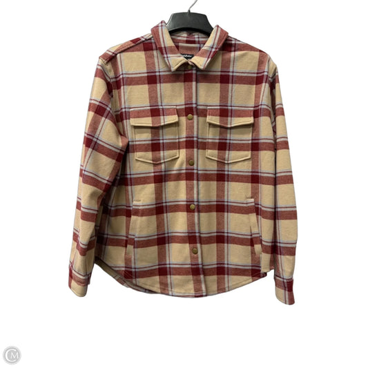 Jacket Shirt By Cme In Red & Tan, Size: L
