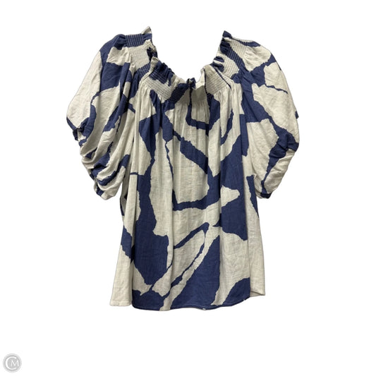 Top Short Sleeve By Cece In Blue & White, Size: Xl